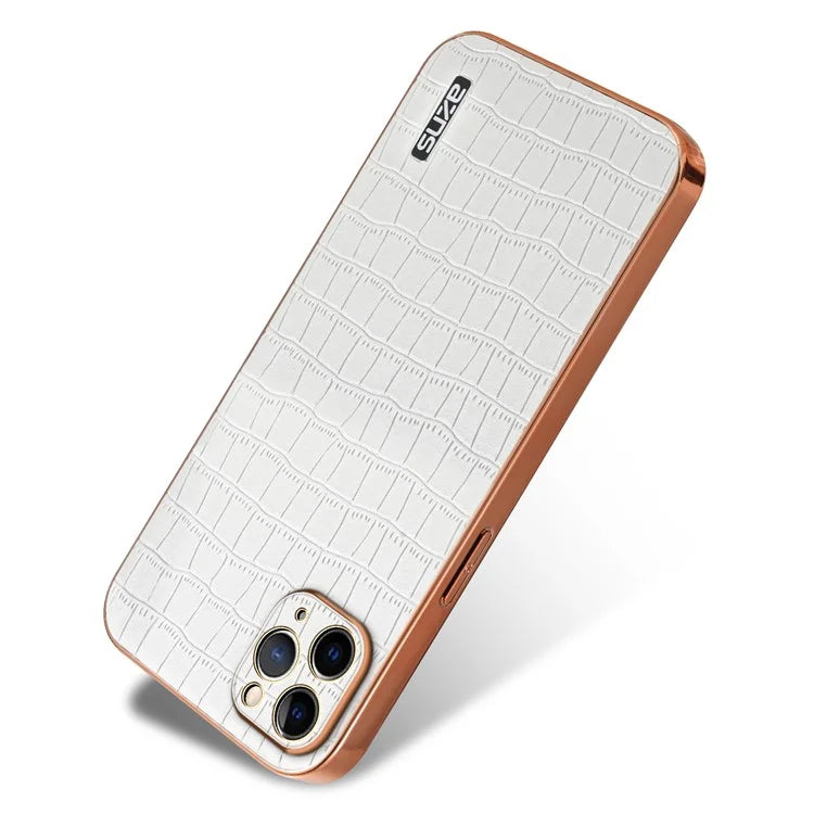 AZNS For iPhone 11 Pro Max Case Crocodile Texture PU+TPU Electroplating Phone Cover