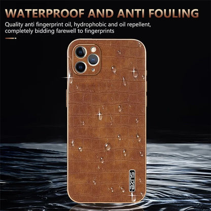 AZNS For iPhone 11 Pro Max Case Crocodile Texture PU+TPU Electroplating Phone Cover