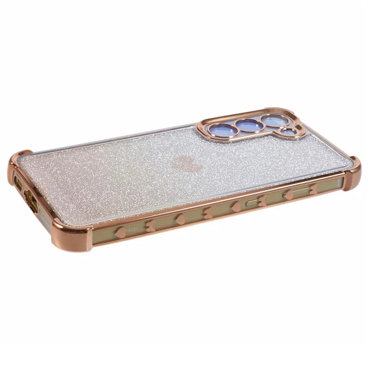 For Samsung Galaxy S22 5G Case Glitter Electroplating TPU Phone Cover Heart Pattern