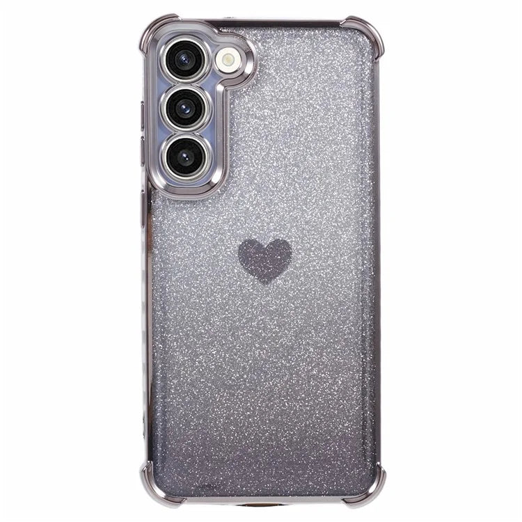 For Samsung Galaxy S22 5G Case Glitter Electroplating TPU Phone Cover Heart Pattern