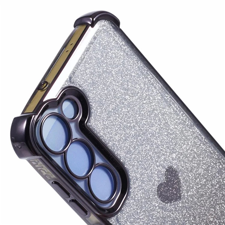 For Samsung Galaxy S22 5G Case Glitter Electroplating TPU Phone Cover Heart Pattern