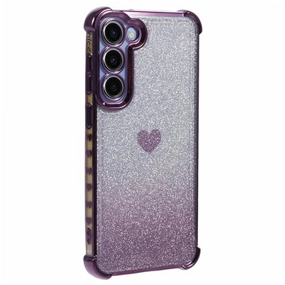 For Samsung Galaxy S22 5G Case Glitter Electroplating TPU Phone Cover Heart Pattern