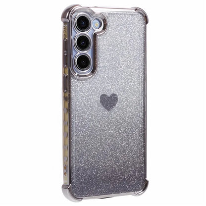 For Samsung Galaxy S22+ 5G TPU Case Heart Pattern Electroplating Glitter Phone Cover