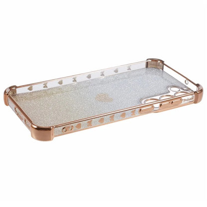 For Samsung Galaxy S22+ 5G TPU Case Heart Pattern Electroplating Glitter Phone Cover