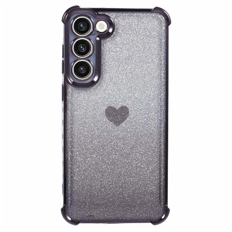 For Samsung Galaxy S22+ 5G TPU Case Heart Pattern Electroplating Glitter Phone Cover