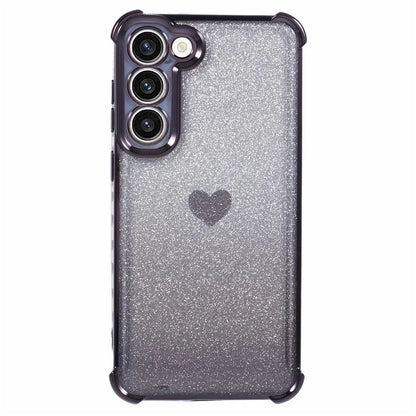 For Samsung Galaxy S22+ 5G TPU Case Heart Pattern Electroplating Glitter Phone Cover