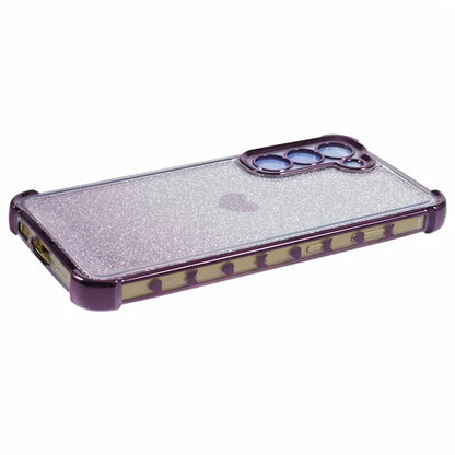 For Samsung Galaxy S22+ 5G TPU Case Heart Pattern Electroplating Glitter Phone Cover