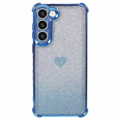 For Samsung Galaxy S22+ 5G TPU Case Heart Pattern Electroplating Glitter Phone Cover