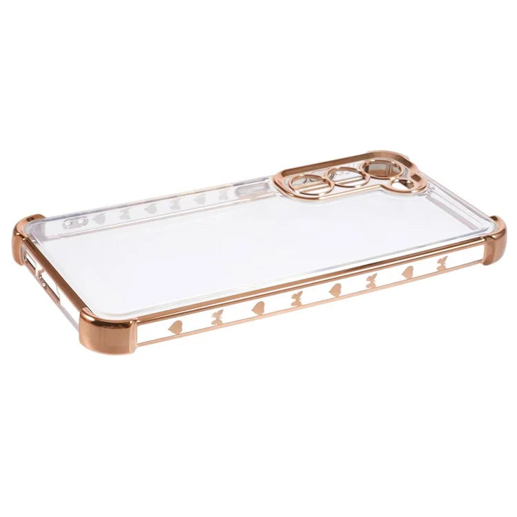 For Samsung Galaxy S22 5G Case Side Heart Pattern Electroplating TPU Phone Back Cover
