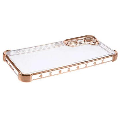 For Samsung Galaxy S22 5G Case Side Heart Pattern Electroplating TPU Phone Back Cover