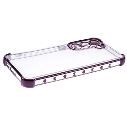 For Samsung Galaxy S22 5G Case Side Heart Pattern Electroplating TPU Phone Back Cover