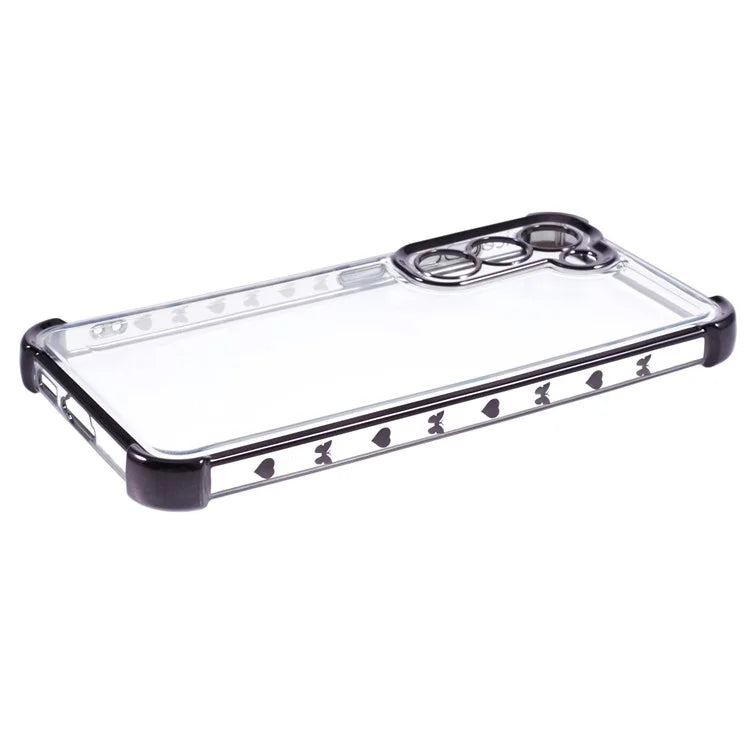For Samsung Galaxy S22 5G Case Side Heart Pattern Electroplating TPU Phone Back Cover