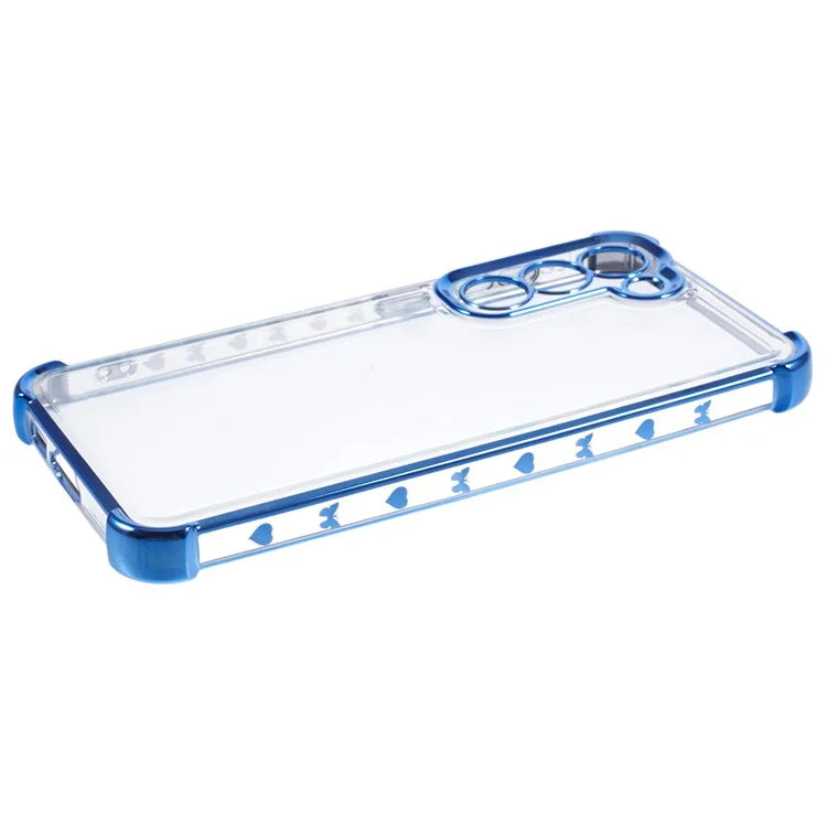 For Samsung Galaxy S22 5G Case Side Heart Pattern Electroplating TPU Phone Back Cover