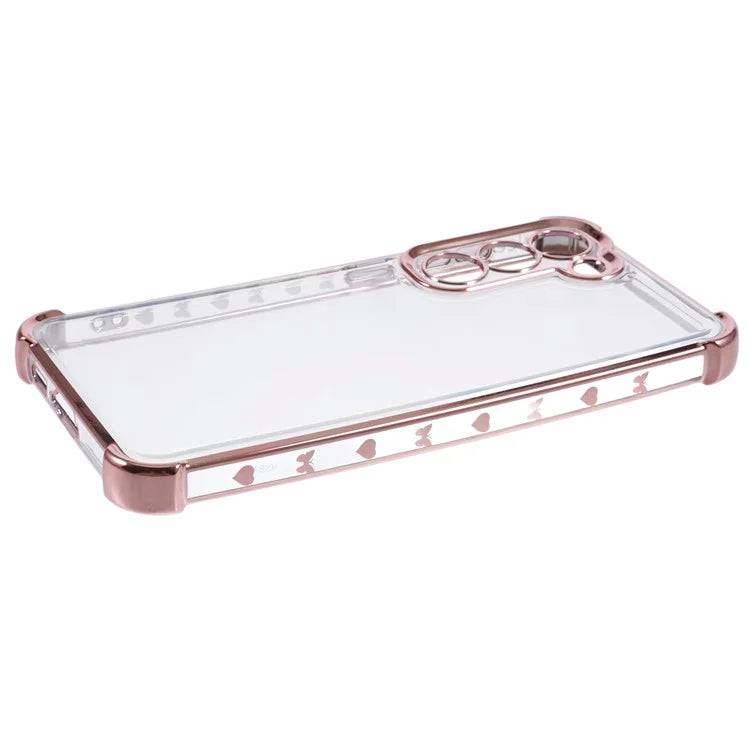 For Samsung Galaxy S22+ 5G Case Side Heart Pattern Electroplating TPU Phone Back Cover