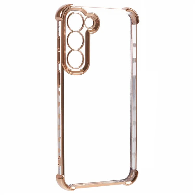 For Samsung Galaxy S22+ 5G Case Side Heart Pattern Electroplating TPU Phone Back Cover