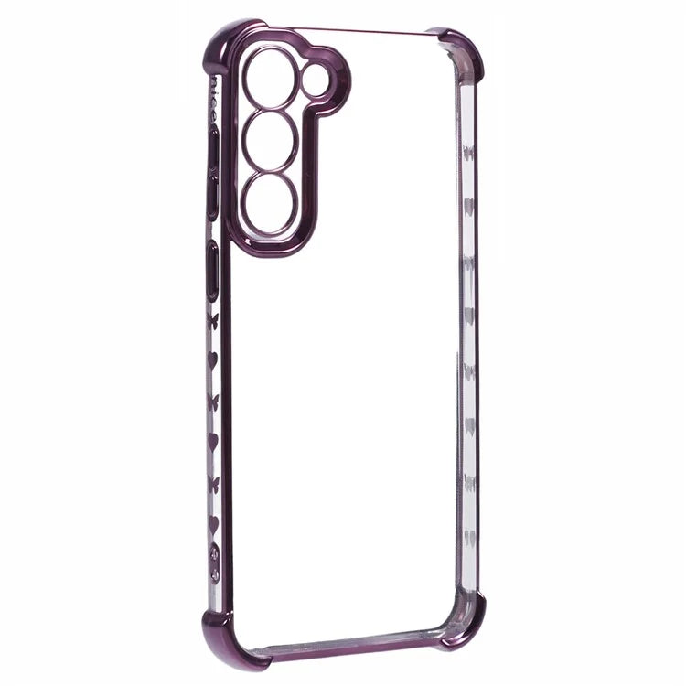 For Samsung Galaxy S22+ 5G Case Side Heart Pattern Electroplating TPU Phone Back Cover