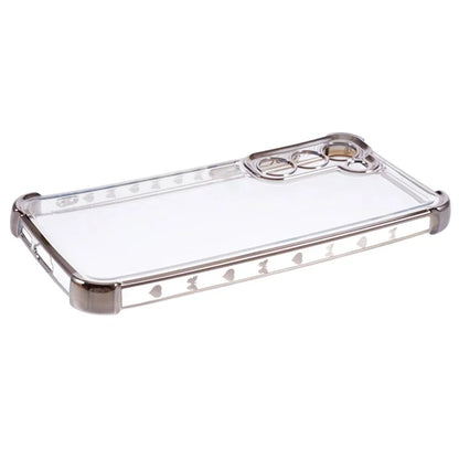 For Samsung Galaxy S22+ 5G Case Side Heart Pattern Electroplating TPU Phone Back Cover
