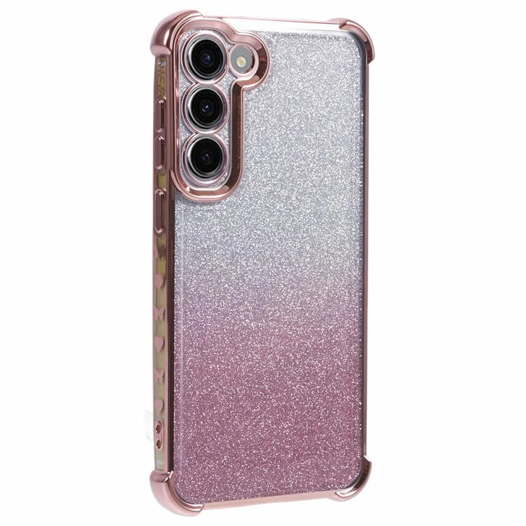 For Samsung Galaxy S22 5G Case Love Heart Pattern Frame TPU Glitter Gradient Phone Cover