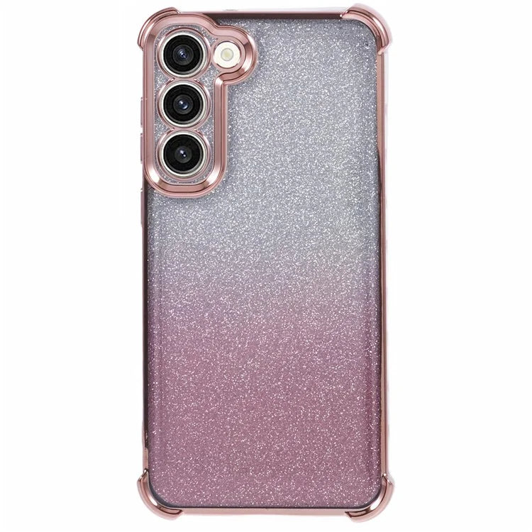 For Samsung Galaxy S22 5G Case Love Heart Pattern Frame TPU Glitter Gradient Phone Cover