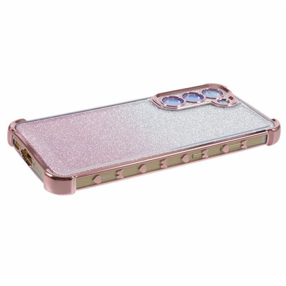 For Samsung Galaxy S22 5G Case Love Heart Pattern Frame TPU Glitter Gradient Phone Cover