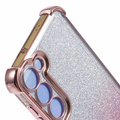 For Samsung Galaxy S22 5G Case Love Heart Pattern Frame TPU Glitter Gradient Phone Cover