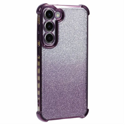 For Samsung Galaxy S22 5G Case Love Heart Pattern Frame TPU Glitter Gradient Phone Cover