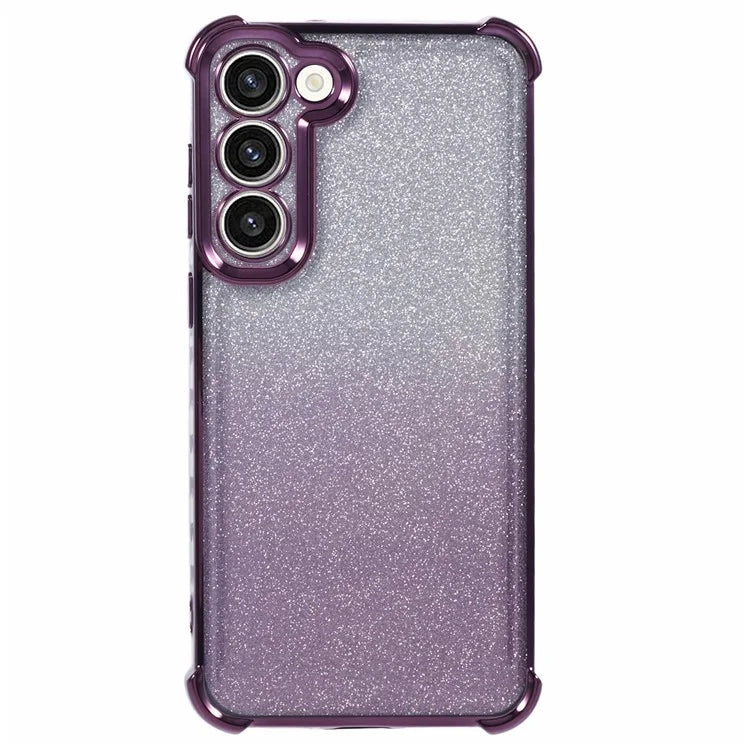 For Samsung Galaxy S22 5G Case Love Heart Pattern Frame TPU Glitter Gradient Phone Cover