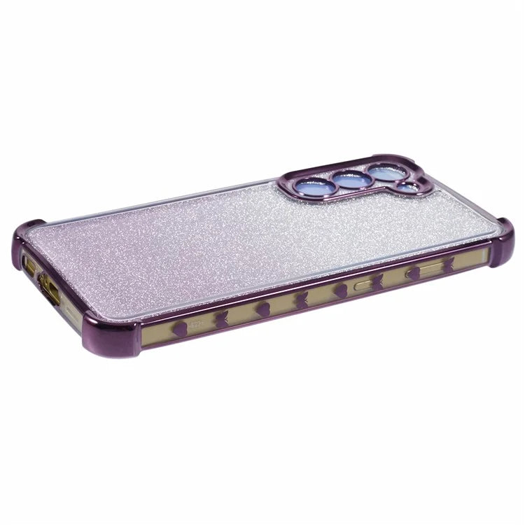 For Samsung Galaxy S22 5G Case Love Heart Pattern Frame TPU Glitter Gradient Phone Cover
