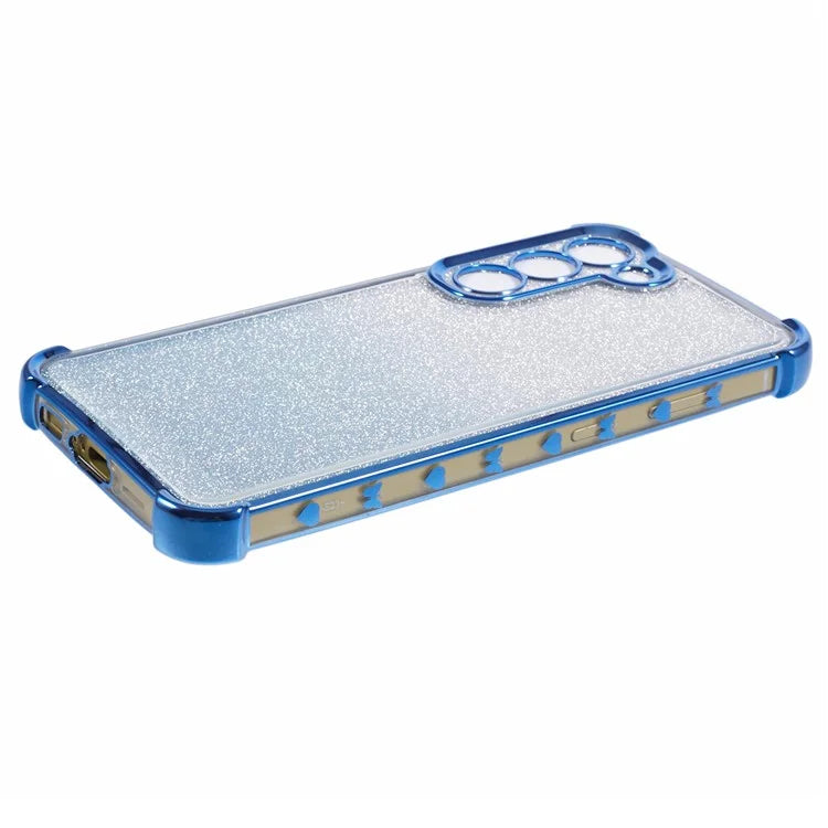 For Samsung Galaxy S22+ 5G Case Love Heart Pattern Frame TPU Glitter Gradient Phone Cover