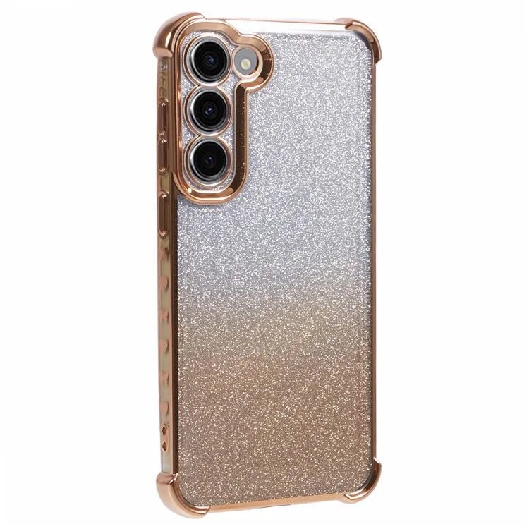 For Samsung Galaxy S22+ 5G Case Love Heart Pattern Frame TPU Glitter Gradient Phone Cover