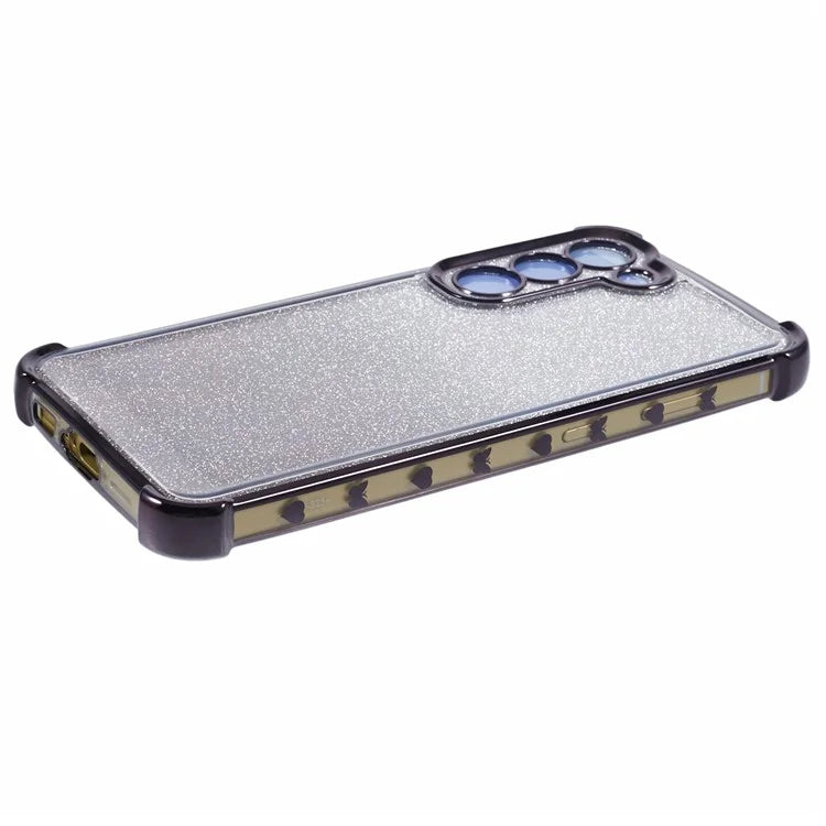 For Samsung Galaxy S22+ 5G Case Love Heart Pattern Frame TPU Glitter Gradient Phone Cover