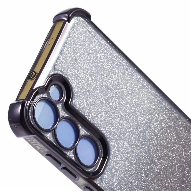 For Samsung Galaxy S22+ 5G Case Love Heart Pattern Frame TPU Glitter Gradient Phone Cover