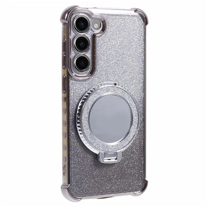 For Samsung Galaxy S22 5G Case TPU Glitter Phone Cover with Kickstand and Mirror