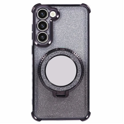 For Samsung Galaxy S22+ 5G Case TPU Glitter Phone Cover with Kickstand and Mirror