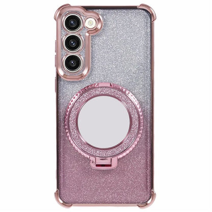 For Samsung Galaxy S22+ 5G Case TPU Glitter Phone Cover with Kickstand and Mirror