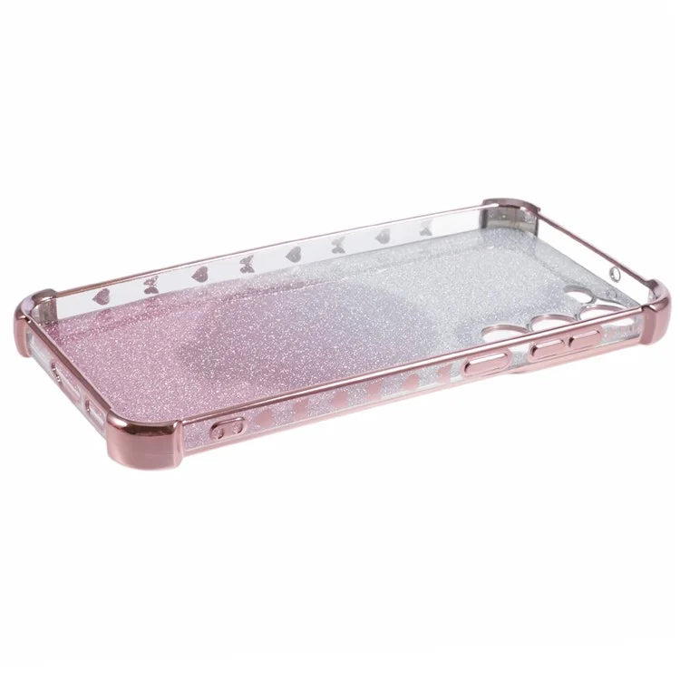 For Samsung Galaxy S22+ 5G Case TPU Glitter Phone Cover with Kickstand and Mirror