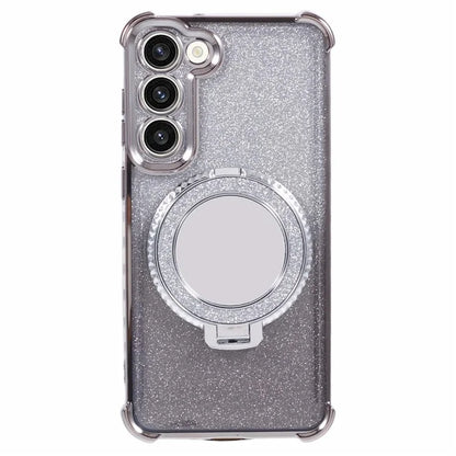 For Samsung Galaxy S22+ 5G Case TPU Glitter Phone Cover with Kickstand and Mirror