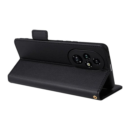 For Honor 200 Pro 5G Case Litchi Texture Horizontal Flip Leather Phone Cover with Wrist Strap