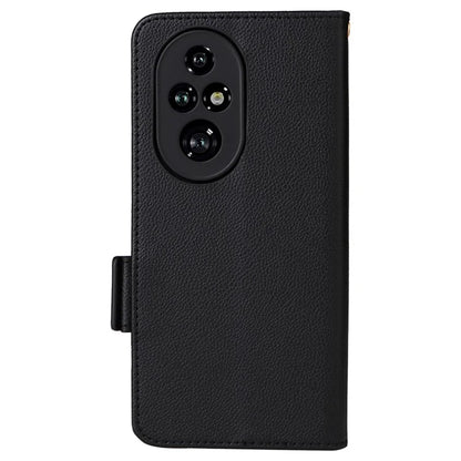 For Honor 200 Pro 5G Case Litchi Texture Horizontal Flip Leather Phone Cover with Wrist Strap