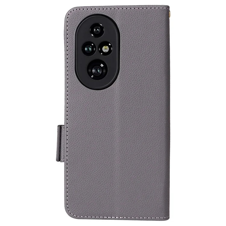 For Honor 200 Pro 5G Case Litchi Texture Horizontal Flip Leather Phone Cover with Wrist Strap