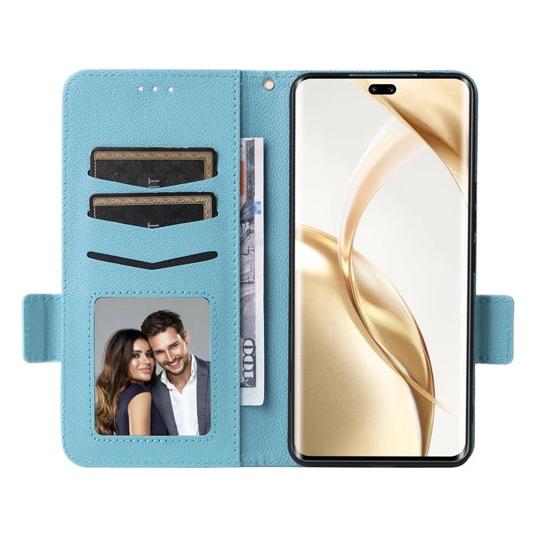 For Honor 200 Pro 5G Case Litchi Texture Horizontal Flip Leather Phone Cover with Wrist Strap
