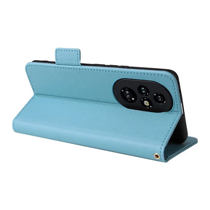 For Honor 200 Pro 5G Case Litchi Texture Horizontal Flip Leather Phone Cover with Wrist Strap