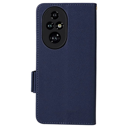 For Honor 200 Pro 5G Case Litchi Texture Horizontal Flip Leather Phone Cover with Wrist Strap