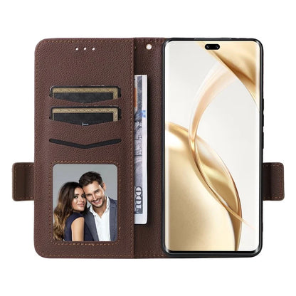 For Honor 200 Pro 5G Case Litchi Texture Horizontal Flip Leather Phone Cover with Wrist Strap