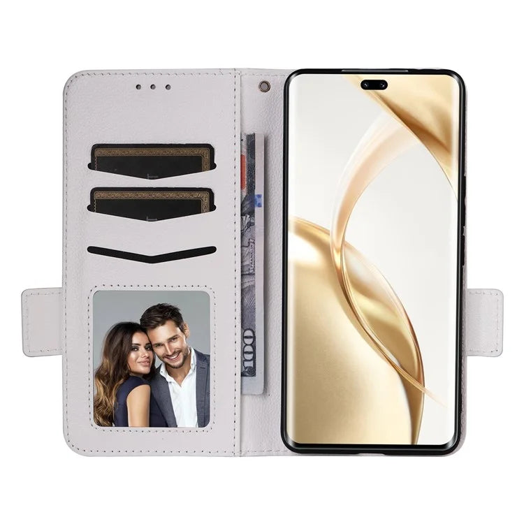 For Honor 200 Pro 5G Case Litchi Texture Horizontal Flip Leather Phone Cover with Wrist Strap