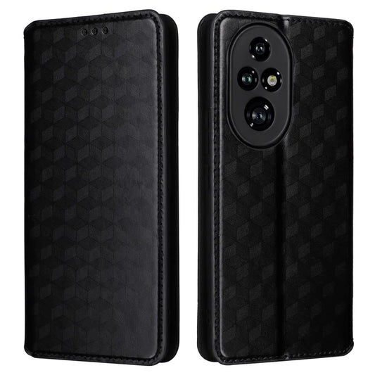 For Honor 200 Pro 5G Case Rhombus Imprint Anti-Scratch Leather Phone Cover