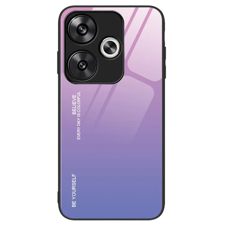 For Xiaomi Poco F6 5G / Redmi Turbo 3 5G Case Gradient Color Tempered Glass Back Cover Anti-Scratch