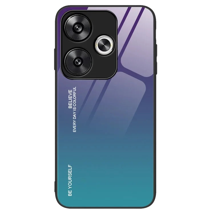 For Xiaomi Poco F6 5G / Redmi Turbo 3 5G Case Gradient Color Tempered Glass Back Cover Anti-Scratch
