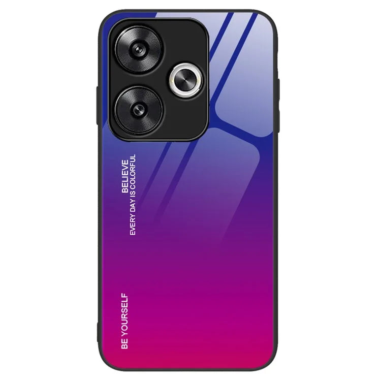 For Xiaomi Poco F6 5G / Redmi Turbo 3 5G Case Gradient Color Tempered Glass Back Cover Anti-Scratch