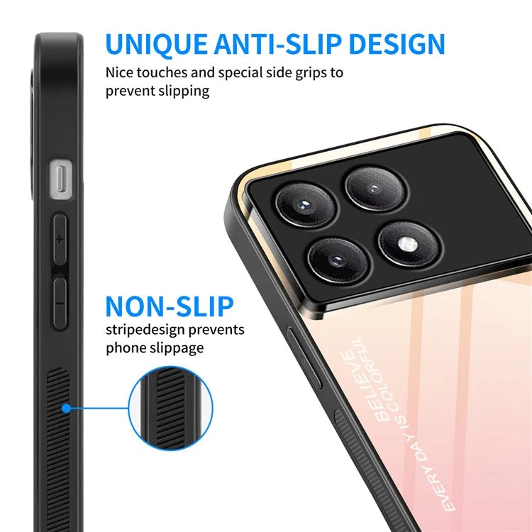 For Xiaomi Poco F6 5G / Redmi Turbo 3 5G Case Gradient Color Tempered Glass Back Cover Anti-Scratch